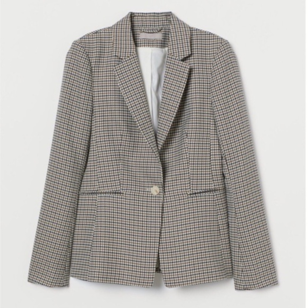 H&M Black and White Houndstooth Blazer